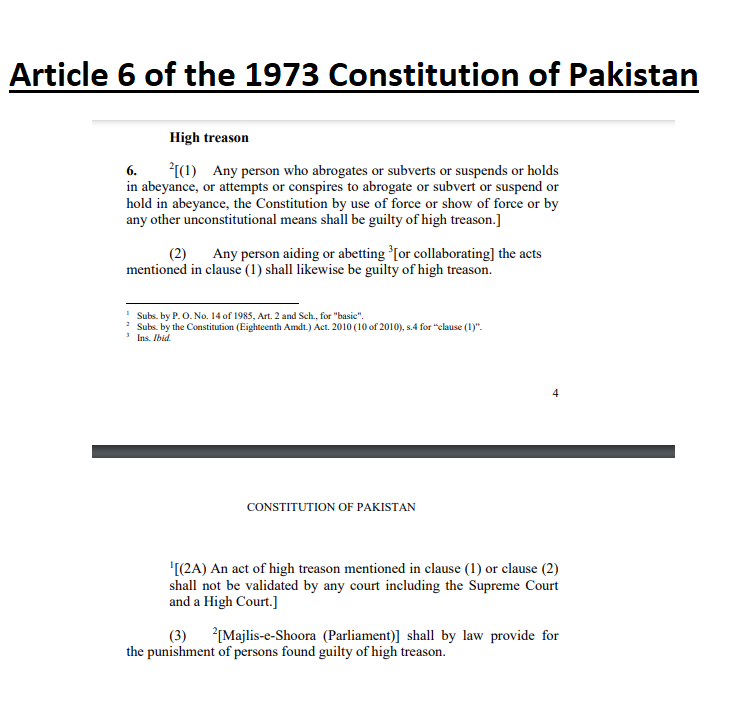 Article 6  high Treason Constitution of Pakistan 1973