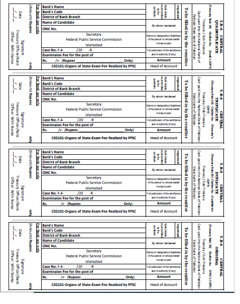 FPSC Challan Form 2021