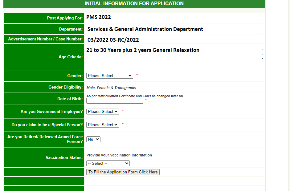 Enter Applicant Details to Complete User Profie for PMS 2022 2022