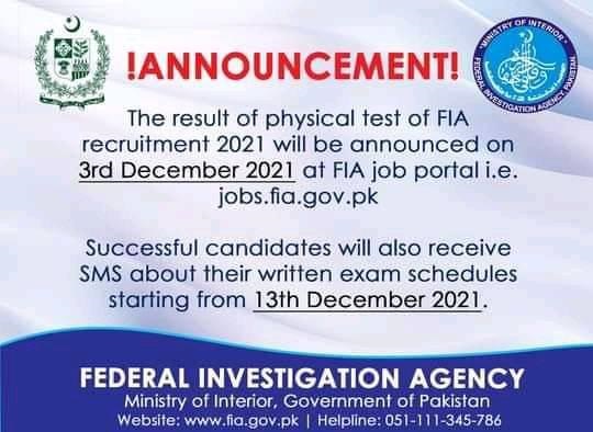 Constable, ASI, SI FIA physical test Result 2022