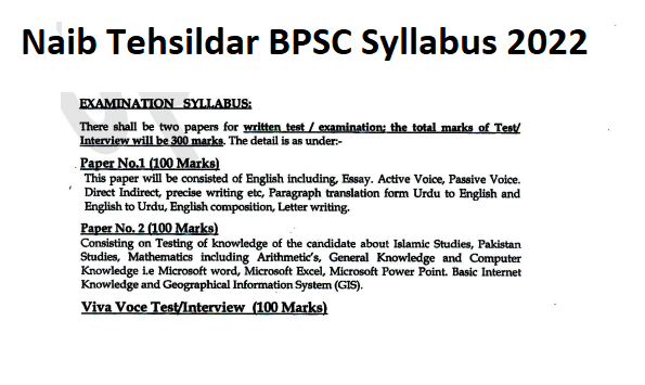  Naib Tehsildar BPSC Syllabus 2022
