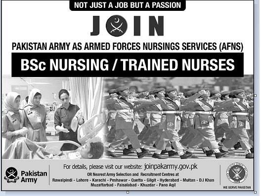 Nursing Jobs in Pakistan Army 2018
