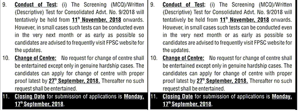 SST FPSC Test Date