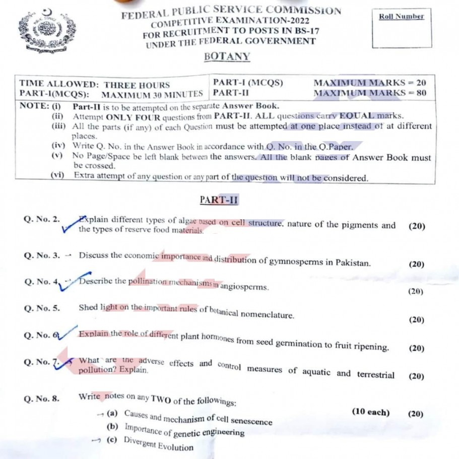 Botany Paper CSS 2022