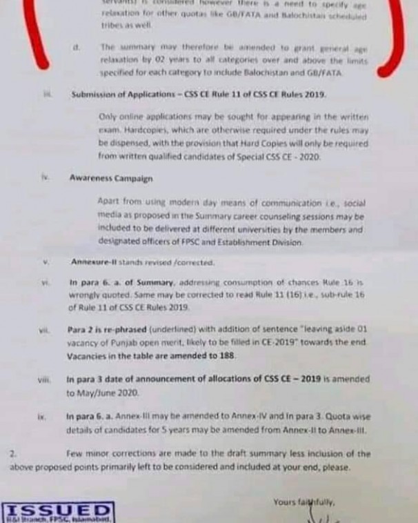CSS Special Exam 2020 Age Limit, Rules