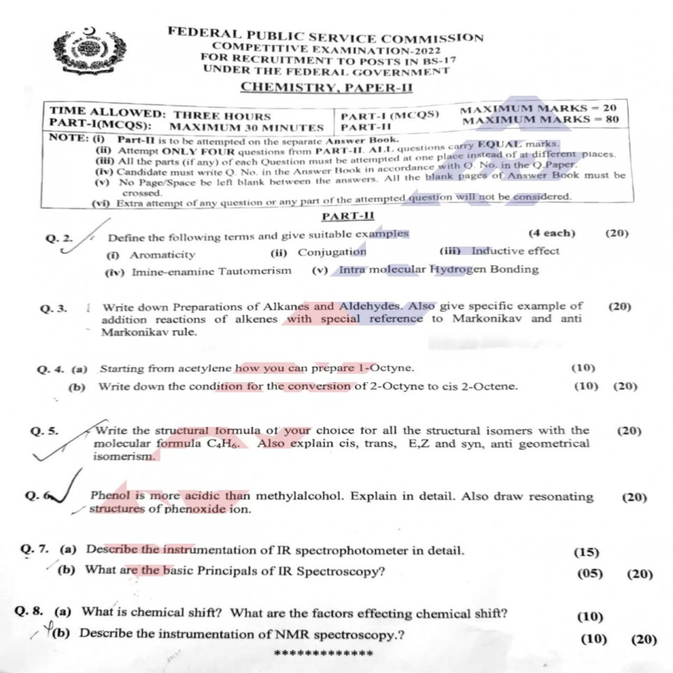 Chemistry CSS 2022 Paper II 