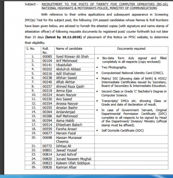 Compute Operator Motorway Police Result 2018