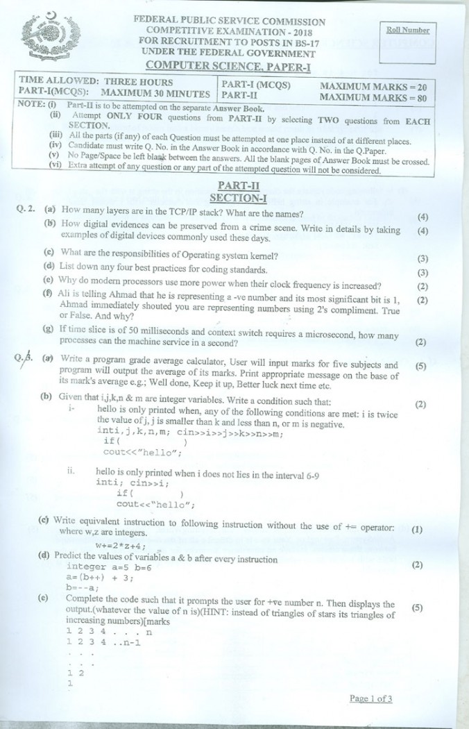 Computer Science CSS 2018 Paper page 1