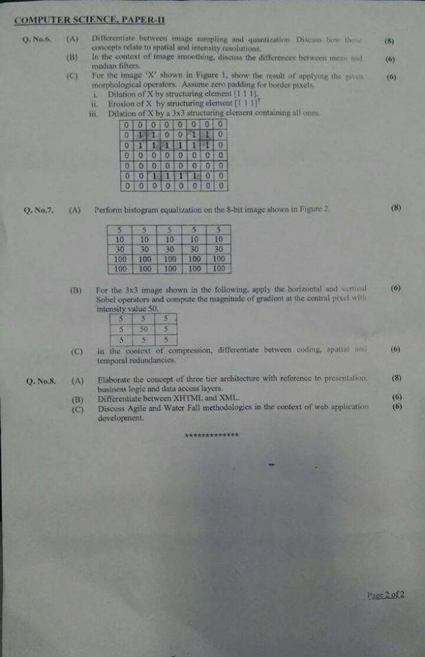 CS Paper II B CSS 2018