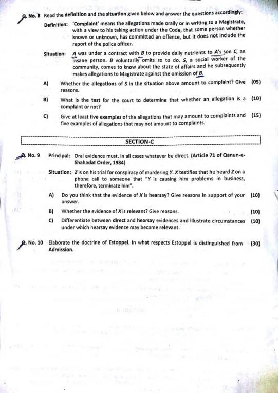 Criminal Law PCS 2018 Paper BPSC