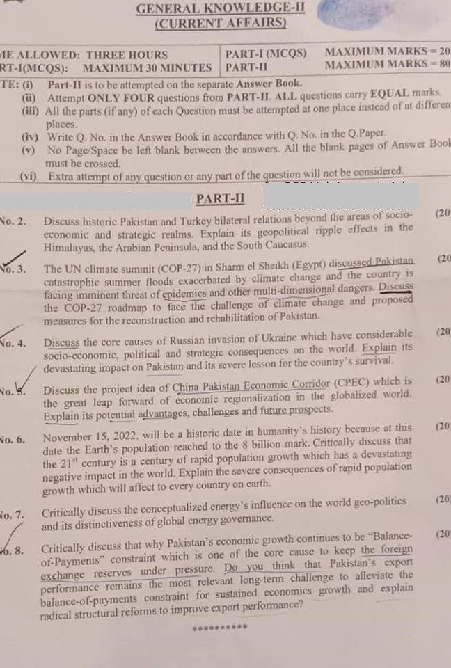 Current Affairs CSS 2023 Paper Solved MCQs 