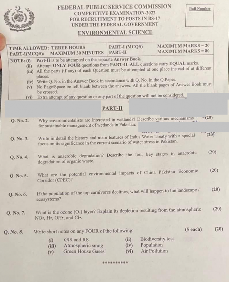 Environmental Sciences Paper CSS 2022