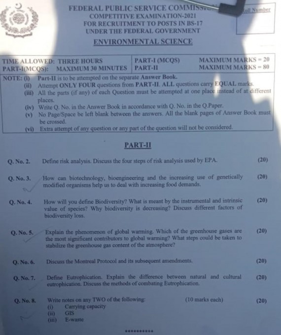 Environmental Science Paper CSS 2021