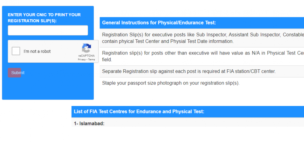 FIA Jobs Online Roll No Slips 2021 Registration Slip  