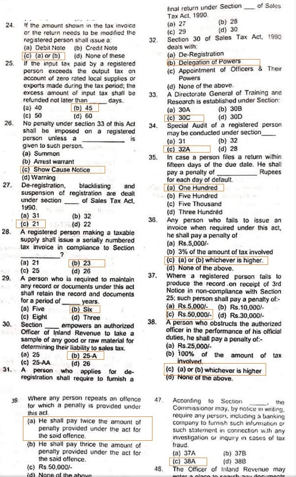 Inspector Inland Revenue FBR Past Paper 2013