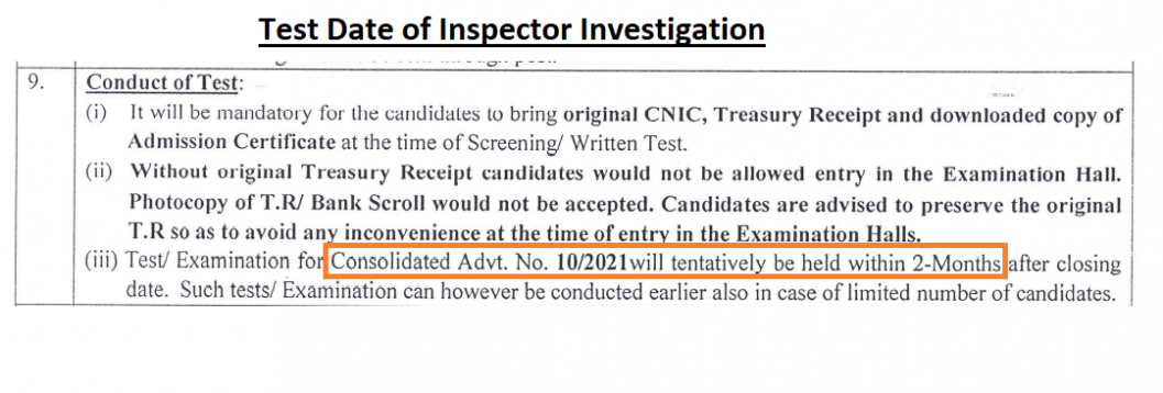 Inspector Investigation FPSC Test Date