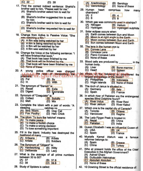 Solved Past Paper of Junior Clerk in S&GAD