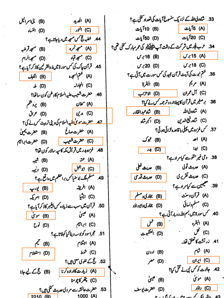 Download Islamiat Lecturer PPSC Past Paper