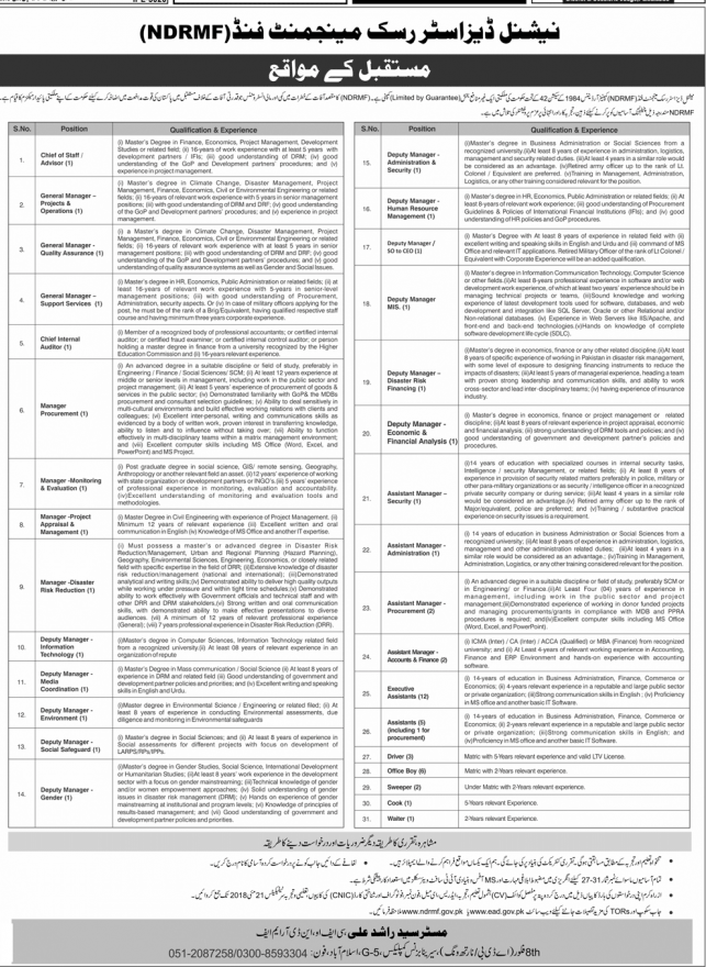 National Disaster Risk Management Jobs 2018