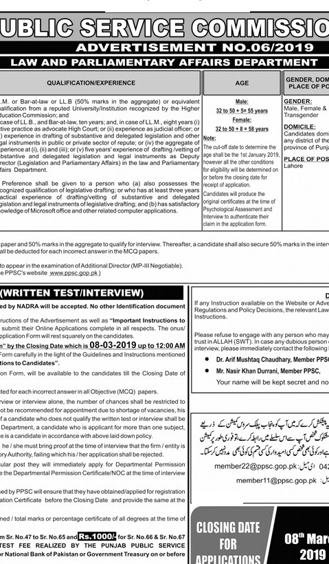 PPSC Latest Jobs Advertisement No 6 2019 