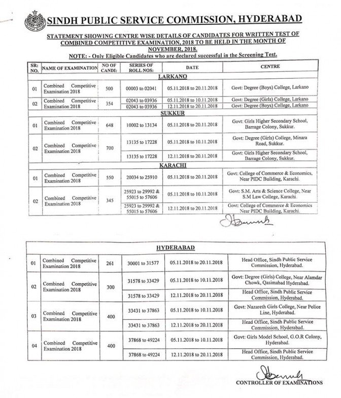 SPSC CCE 2018 Exam Schedule