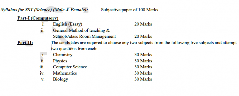 SST Science BPSC Syllabus