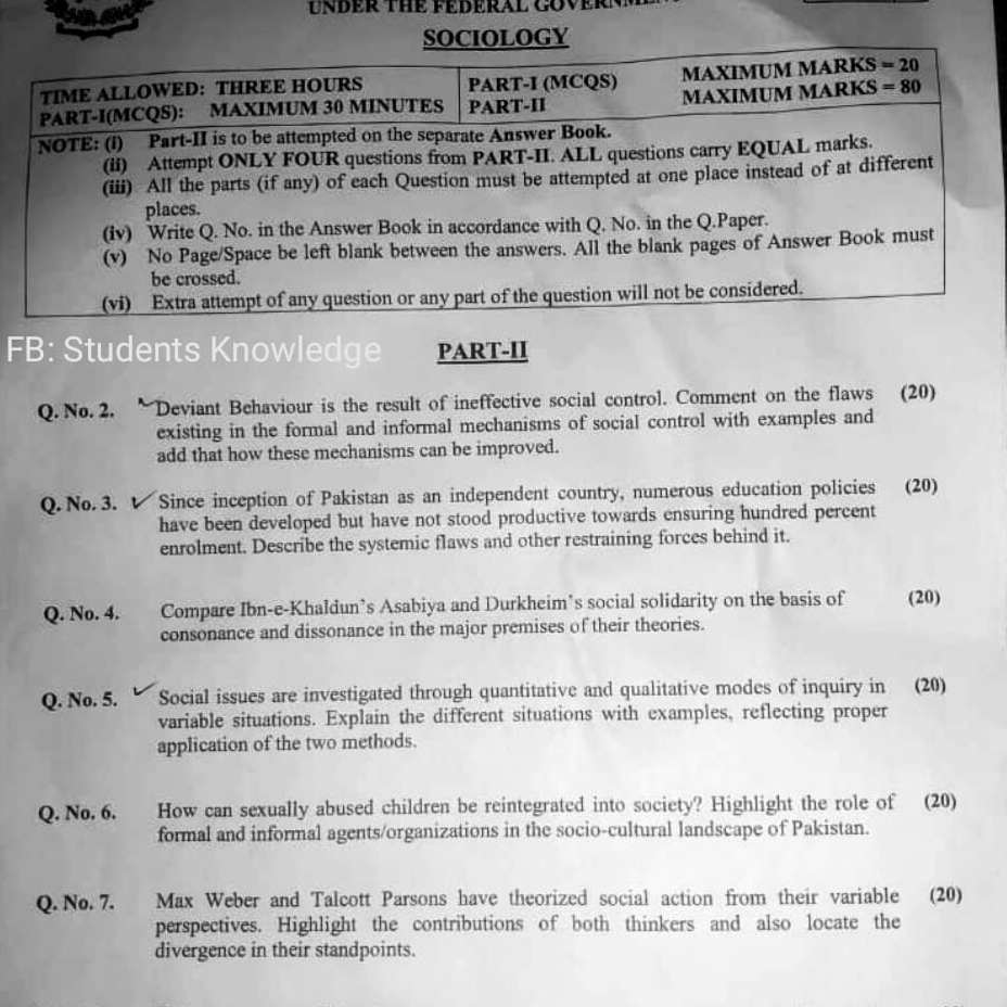Sociology CSS 2022 Paper