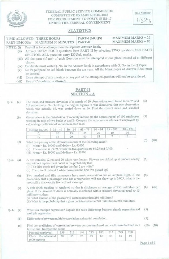 Statistics Paper CSS 2018