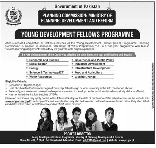 Young Development Fellows Program YDF Batch 5 Planning Commission of Pakistan  Latest jobs