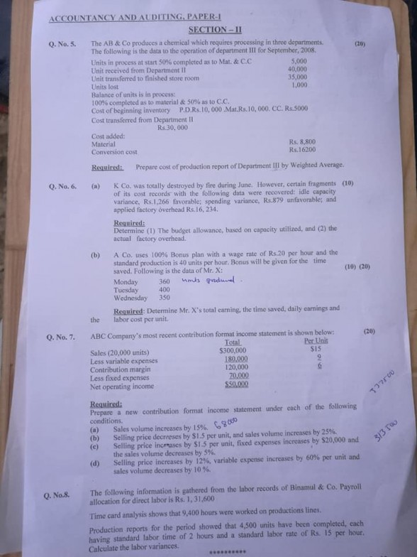 Accoutancy and Auditing Paper 1 Page 2 CSS 2019