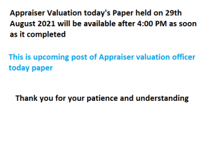 Appraising Valuation Officer today's FPSC past paper held on 29th August 2021