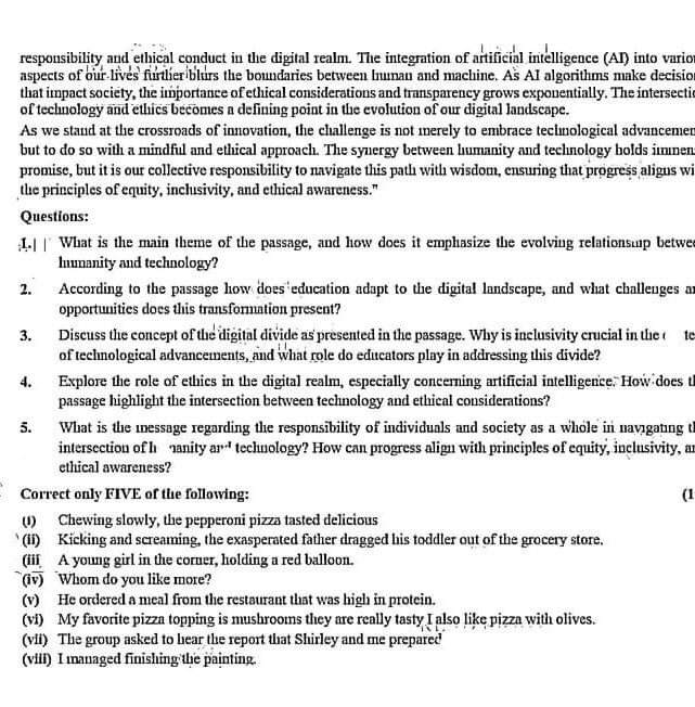 Comprehensiton Answers and Questions English Precis & Composition  Paper CSS 2024
